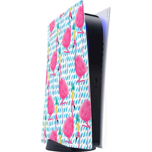 Bouffants and Broken Hearts Party Flamingos PS5 Digital Edition Console Skin